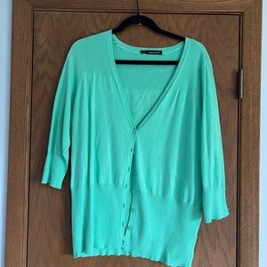 Mint Green Button-Up Cardigan